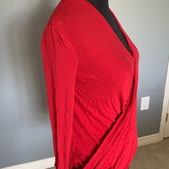 Aritzia Babaton Mehmet Red Wrap Blouse In XS - Picture 4 of 7